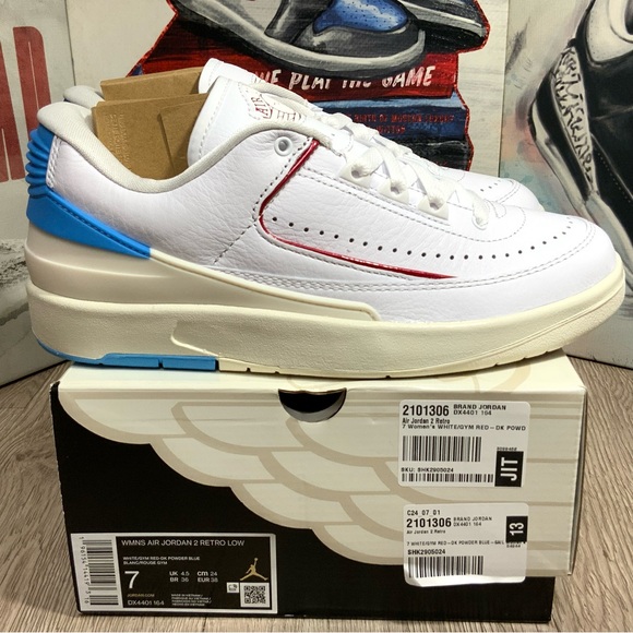 Nike Air Jordan 2 Low Retro UNC to Chicago Women 7 White Blue Red DX4401-164 NEW - Picture 2 of 10